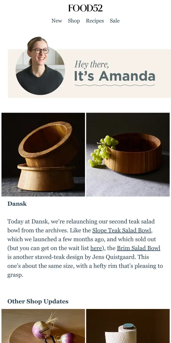 Email from Food52. Christina Tosi donuts, a Dansk drop, and thoughts on home.