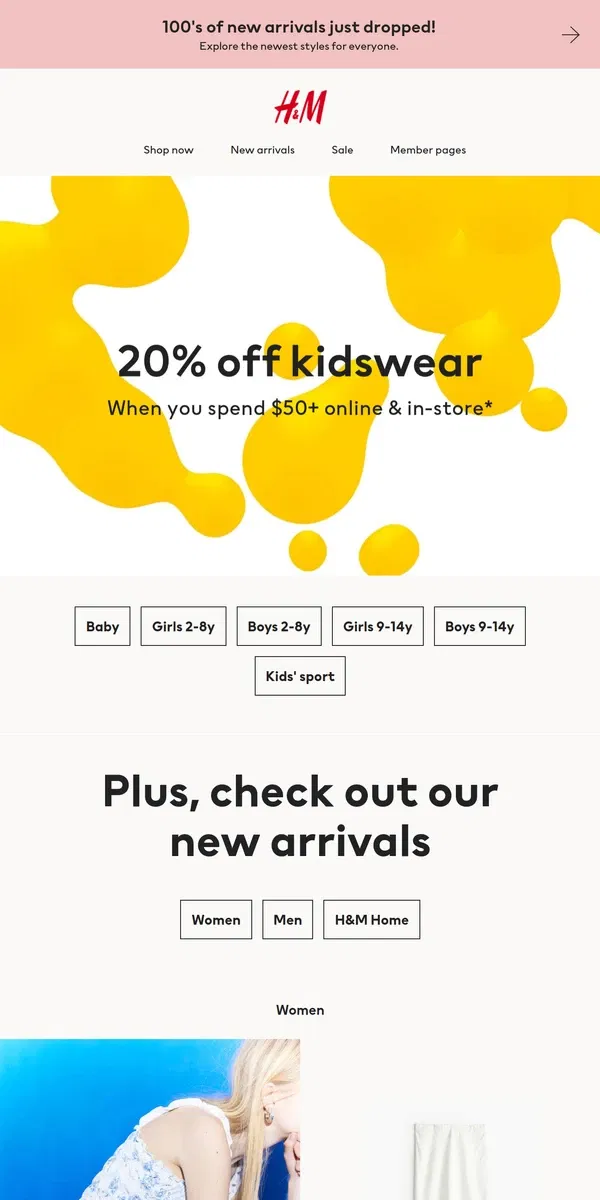 Email from H&M. Get 20% off kidswear!