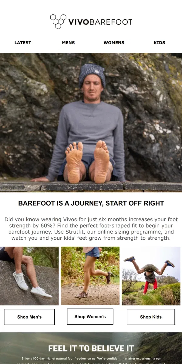 Email from Vivobarefoot. Tips for a no-stress first buy