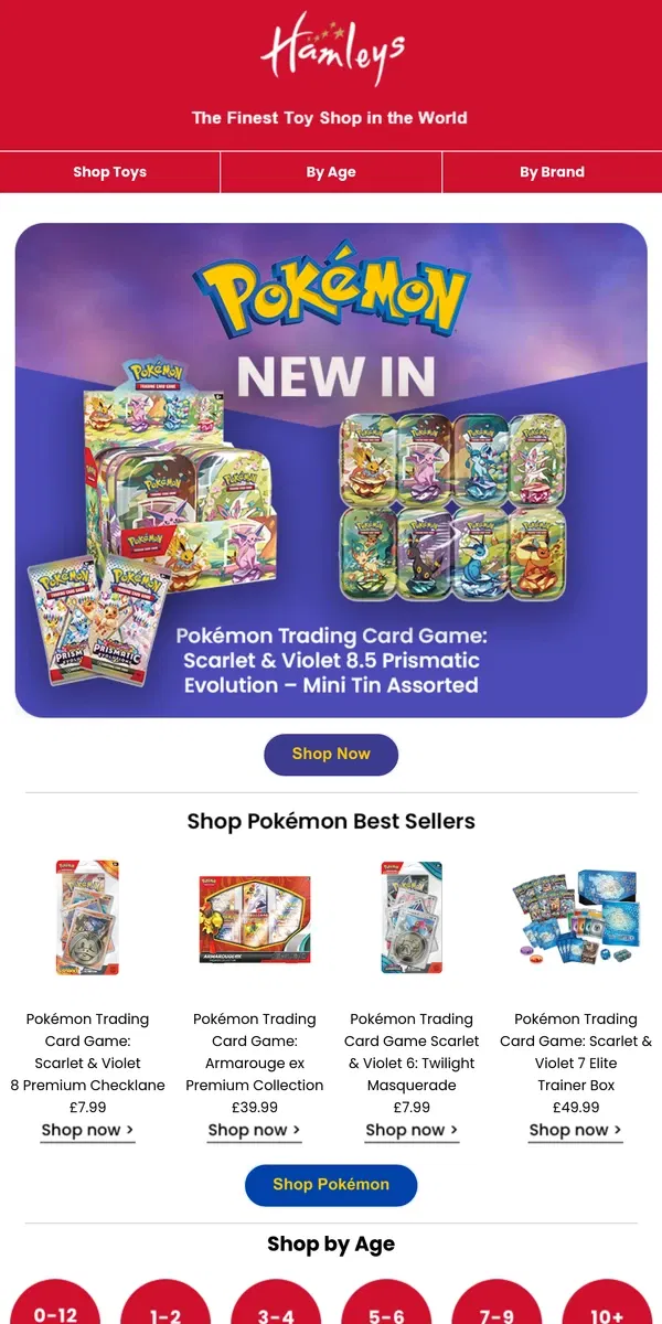 Email from Hamleys. Shop New In Pokémon: Scarlet & Violet 8.5 Prismatic Evolution Mini Tin