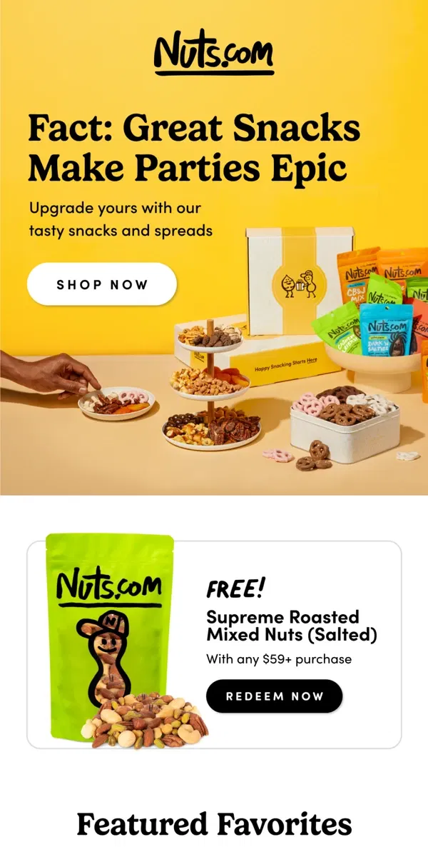 Email from Nuts.com. 👉Best-Ever Hosting Essentials👉