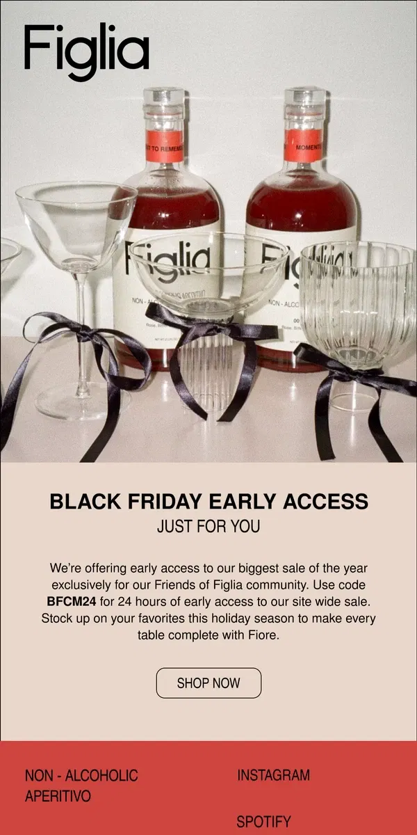 Email from Figlia. Black Friday Early Access