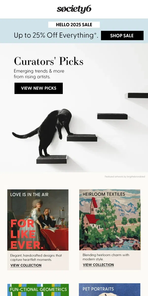 Email from Society6. Curators' Picks: January Trends You’ll Love