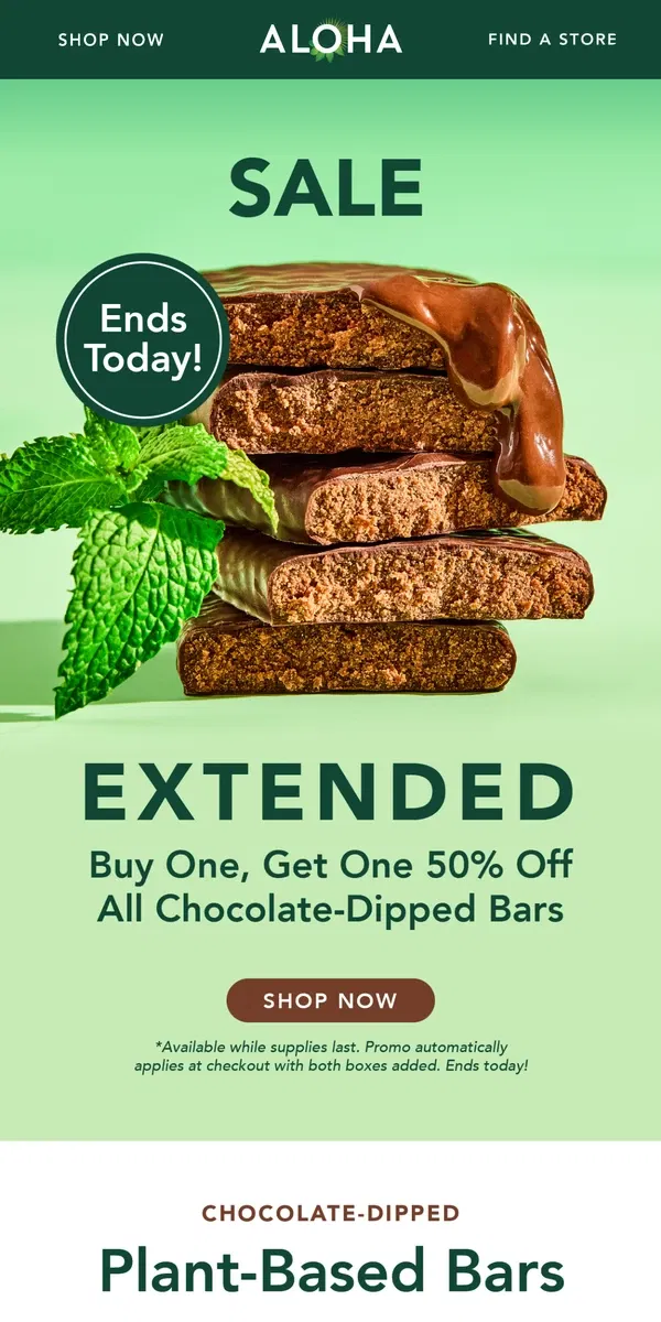 Email from ALOHA. Sale Extended!