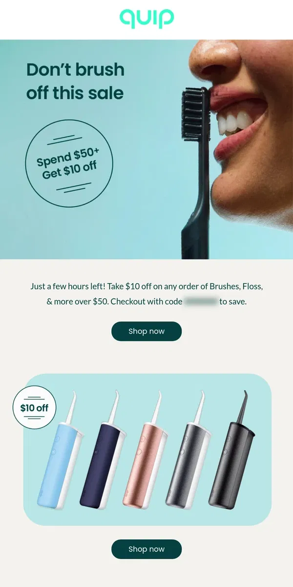 Email from quip. $10 off your fall refresh 🍂