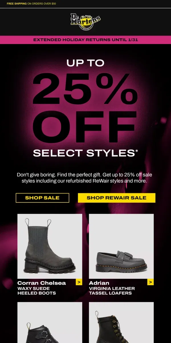 Email from Dr. Martens. Our sale is ending soon