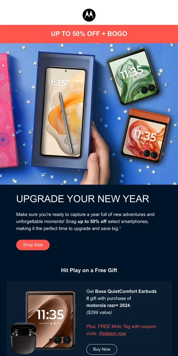 Email from Motorola. Get Ready to Capture Your Year 🤳