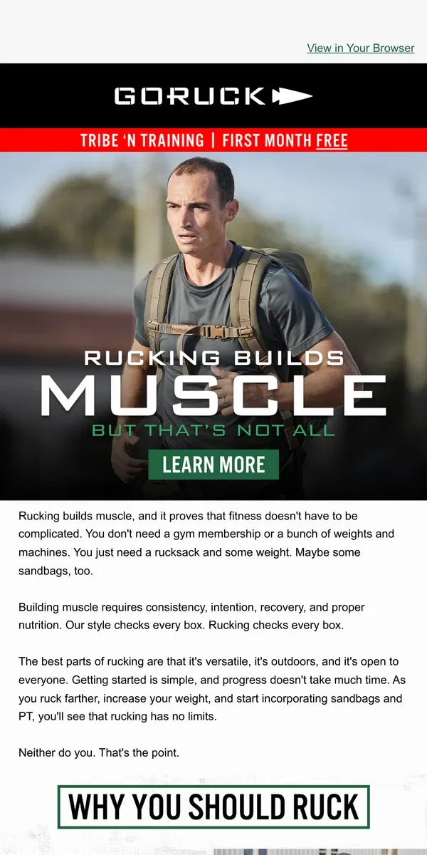 Email from GORUCK. Looking to Build Muscle? This Is for You