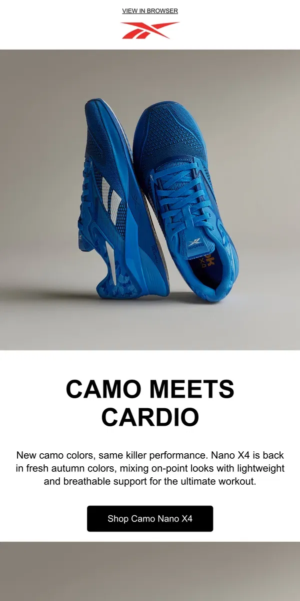 Email from Reebok. Nano X4 & Nano 2.0 camouflaged