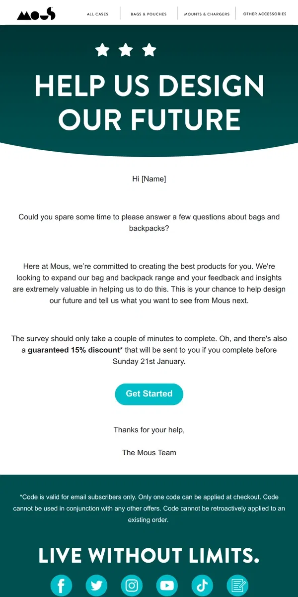 Email from Mous. Help design our future!