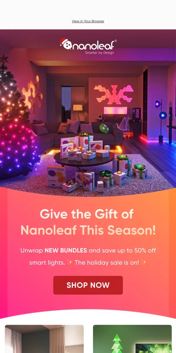 Email from Nanoleaf. 40% Off New Holiday Bundles