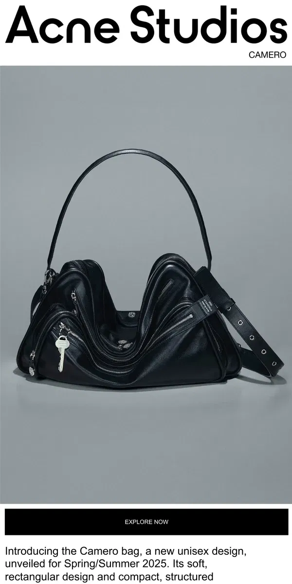 Email from Acne Studios. Introducing the Camero Bag