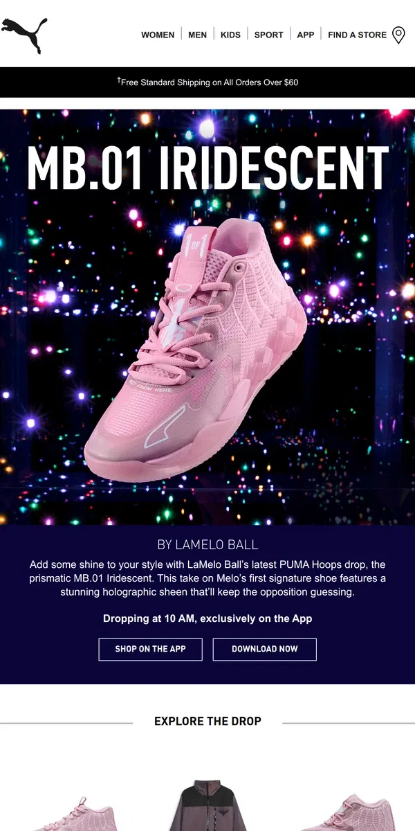 Email from Puma. The MB.01 Iridescent: An App Exclusive