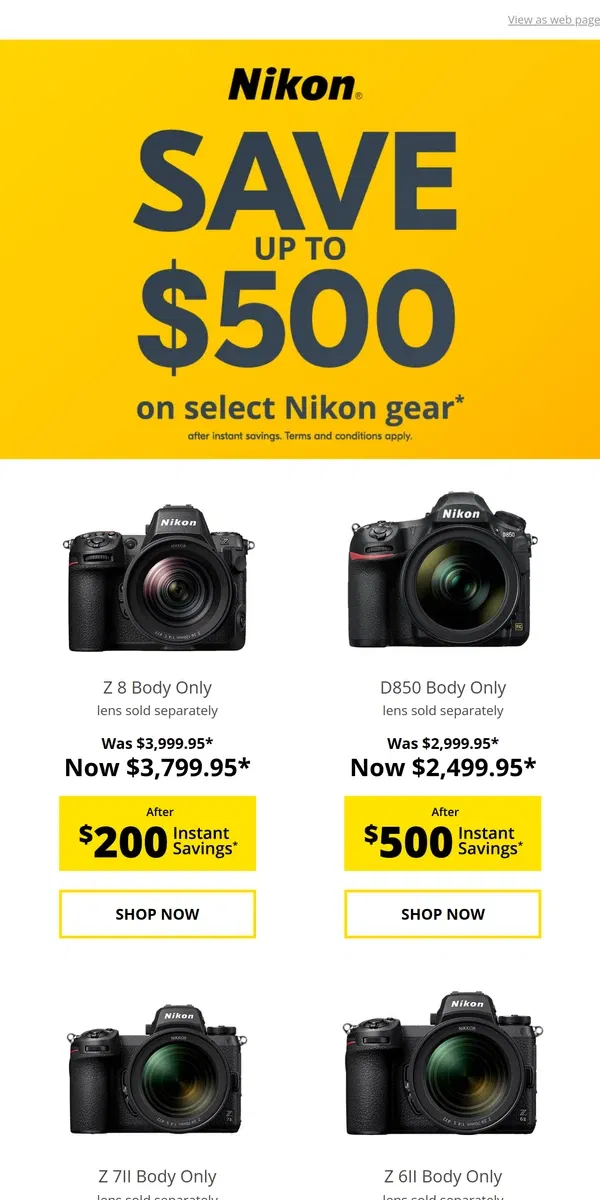 Email from Nikon. Check Out These Deals Going On NOW!