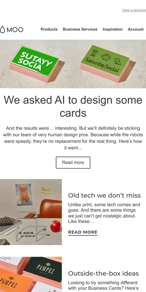 Email from MOO. Do robots make good designers?