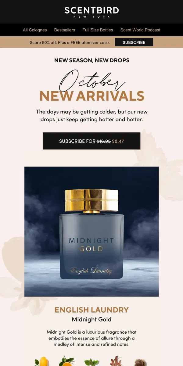 Email from Scentbird. October's new arrivals are here