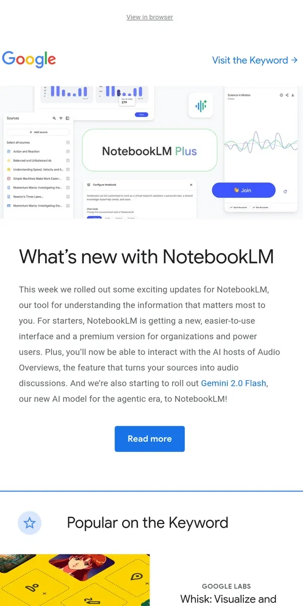 Email from Google. See what's new with NotebookLM