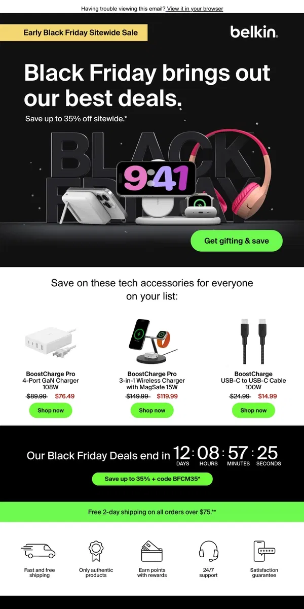 Email from Belkin. Shop Smart: Unbeatable Black Friday deals are inside 🪄