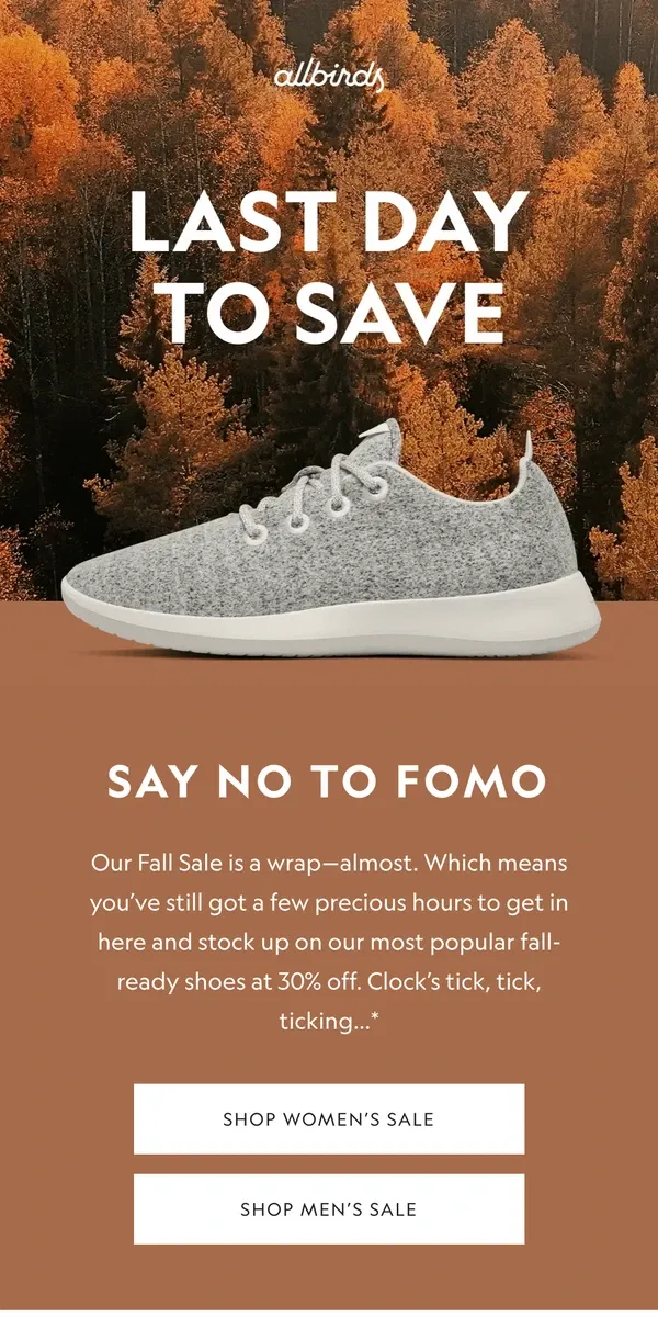 Email from Allbirds. Last Call For 30% Off ⚠️