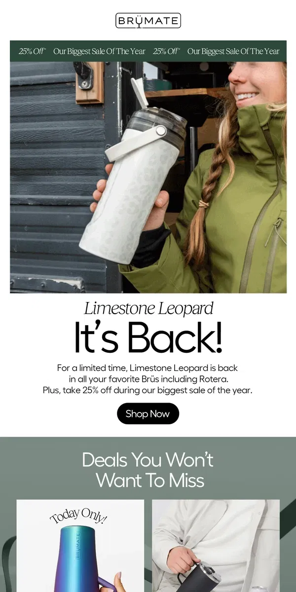 Email from BruMate. SURPRISE: Limestone Leopard is Back! 🚨