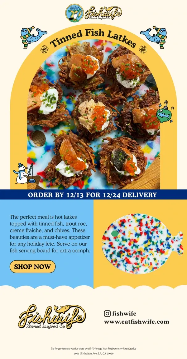 Email from Fishwife. LATKES HOT OFF THE PAN 🥔