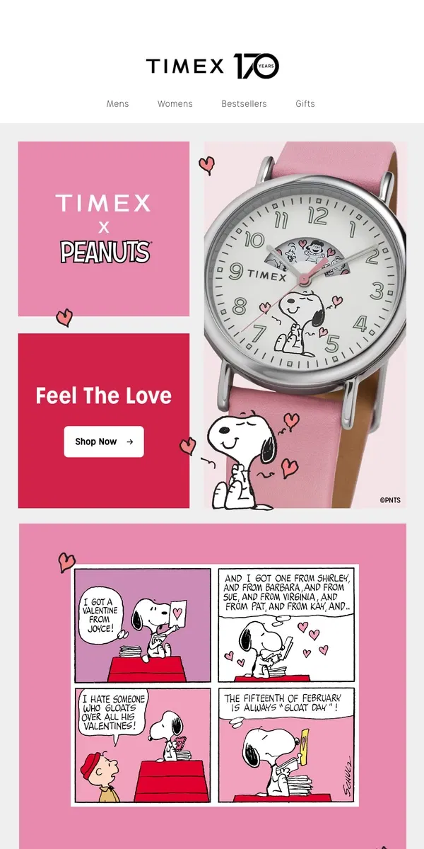 Email from Timex. Feel The Love With Snoopy 💗