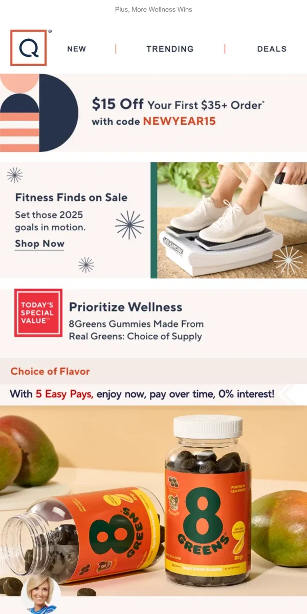 Email from QVC. Prioritize Your Wellness with 8Greens + Get $15 Off