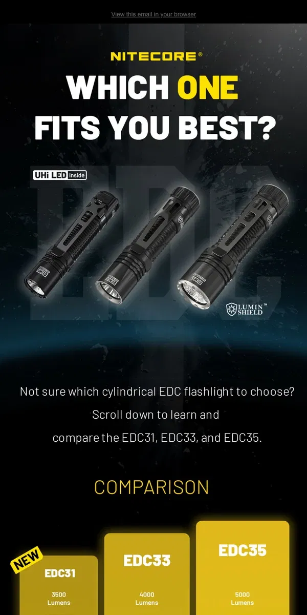 Email from NITECORE. Which EDC Flashlight Fits You Best?