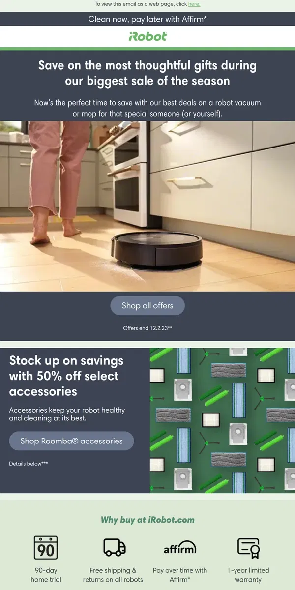 Email from iRobot. Cyber Week Savings are here – shop new offers!