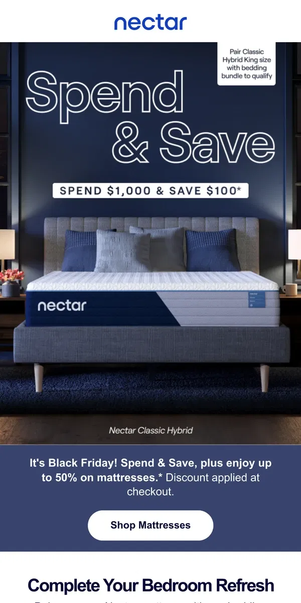 Email from Nectar. ⚡Black Friday Deals: Save $100 + Up to 50% on beds 🛌