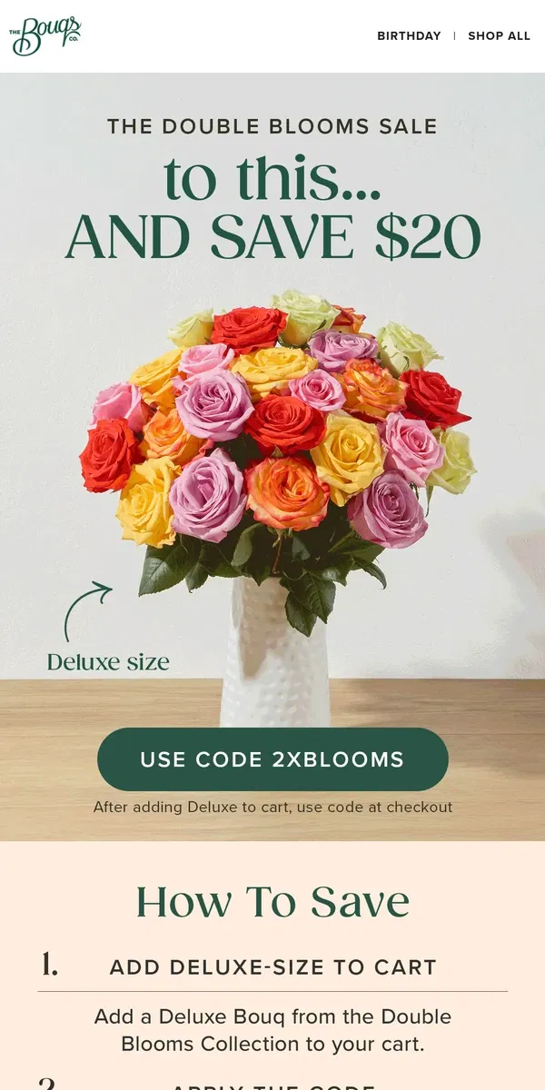 Email from The Bouqs Co.. More flowers for less $$!!