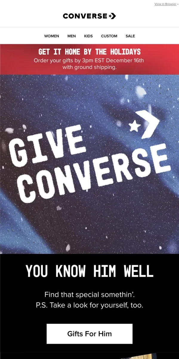 Email from Converse. Gifts he’ll always love ➡️ Chucks