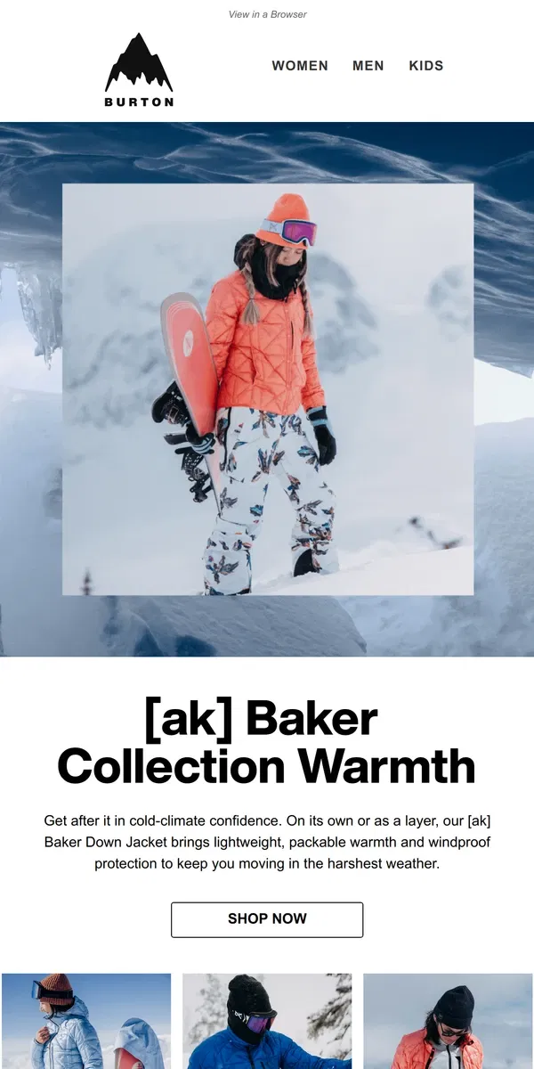 Email from Burton. [ak] Baker: Don’t Let Cold Slow You Down