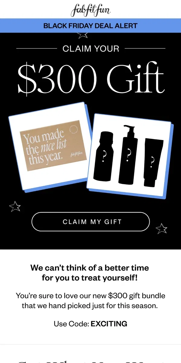 Email from FabFitFun. Get this Black Friday deal before it’s over