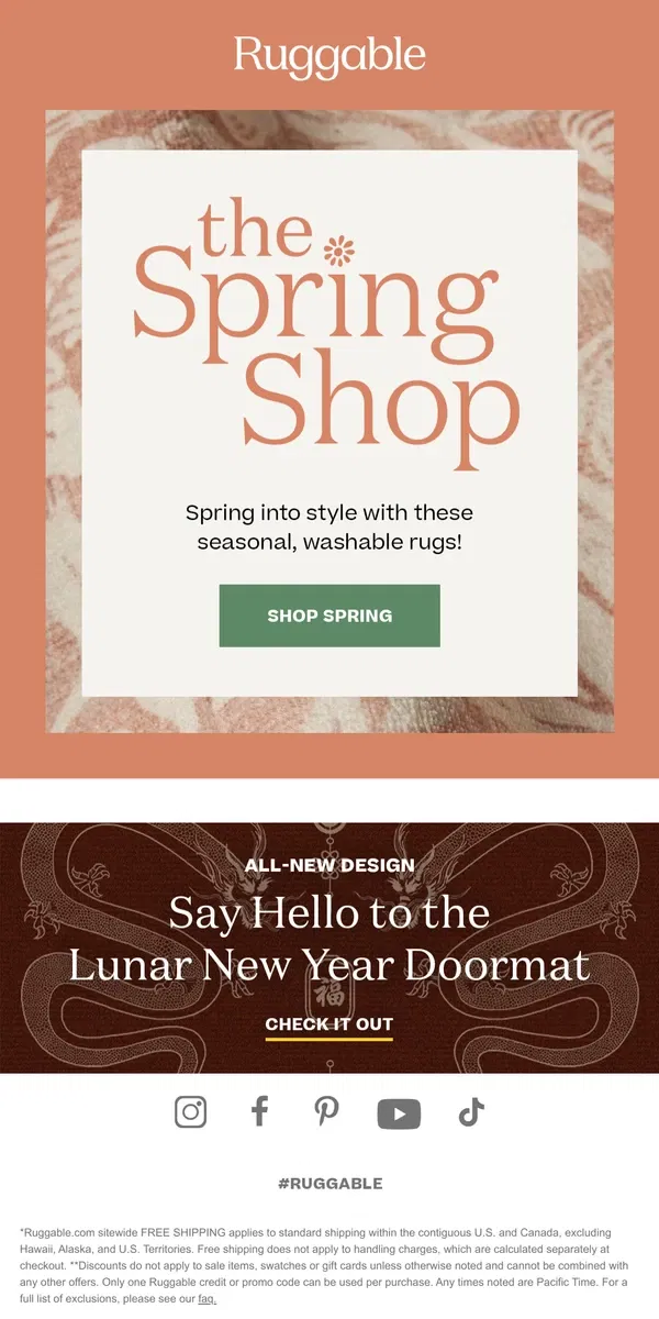 Email from Ruggable. NOW OPEN: Discover Fresh Styles in Our Spring Shop! 🌼