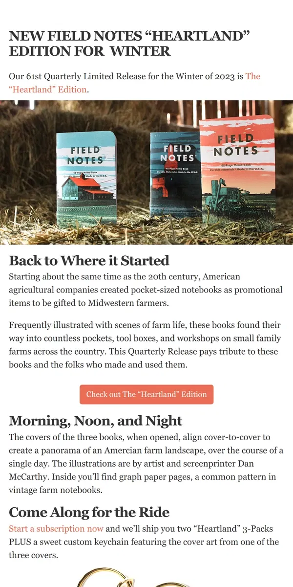 Email from Field Notes. New Field Notes “Heartland” Edition for Winter