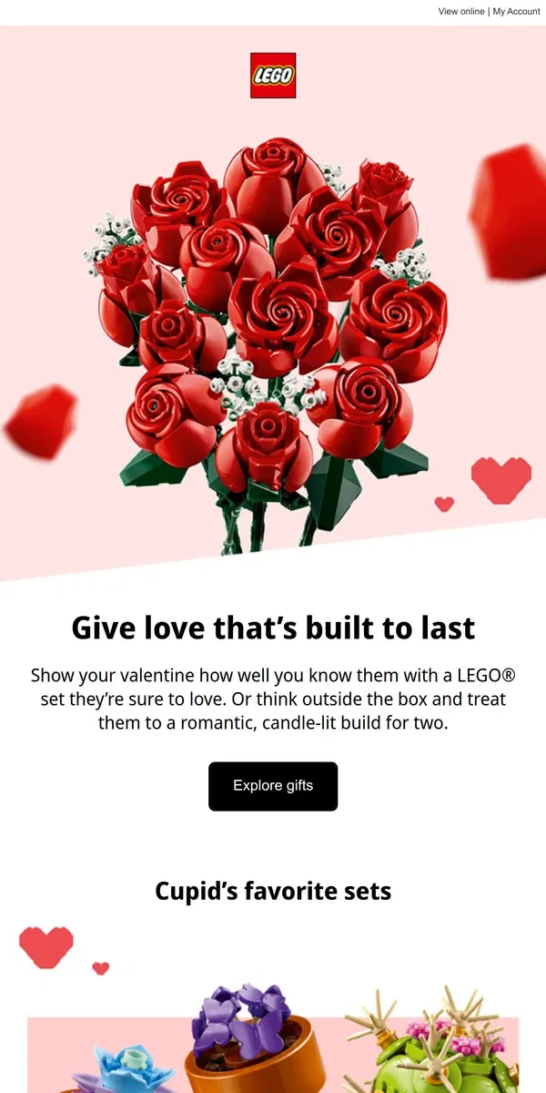 Email from Lego. Get creative this Valentine’s Day ❤️