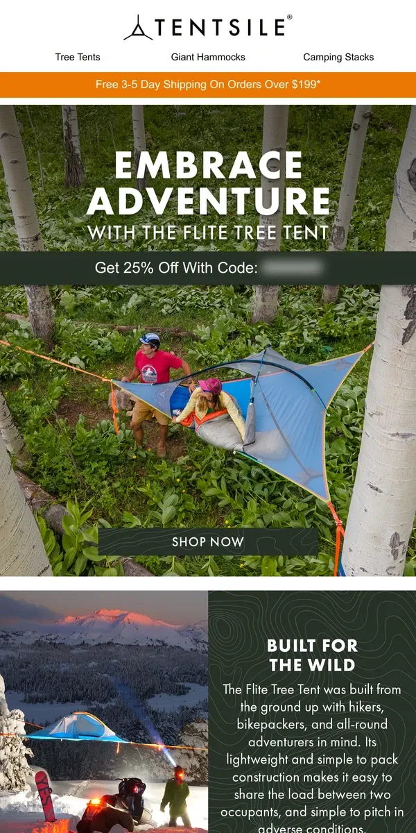 Email from Tentsile. Embrace Adventure 🌿