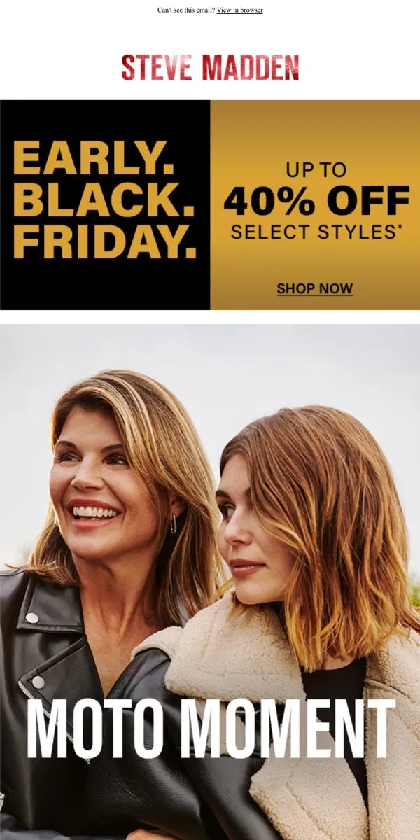 Email from Steve Madden. Moto’s Revival