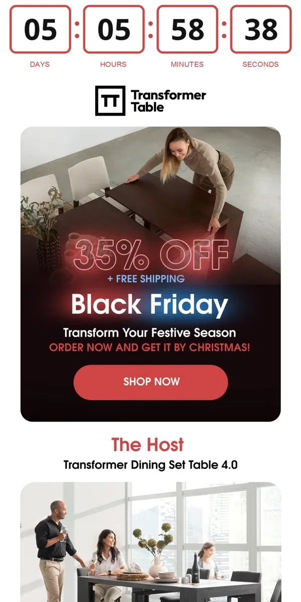 Email from Transformer Table. Your Black Friday Deal Ends Soon!