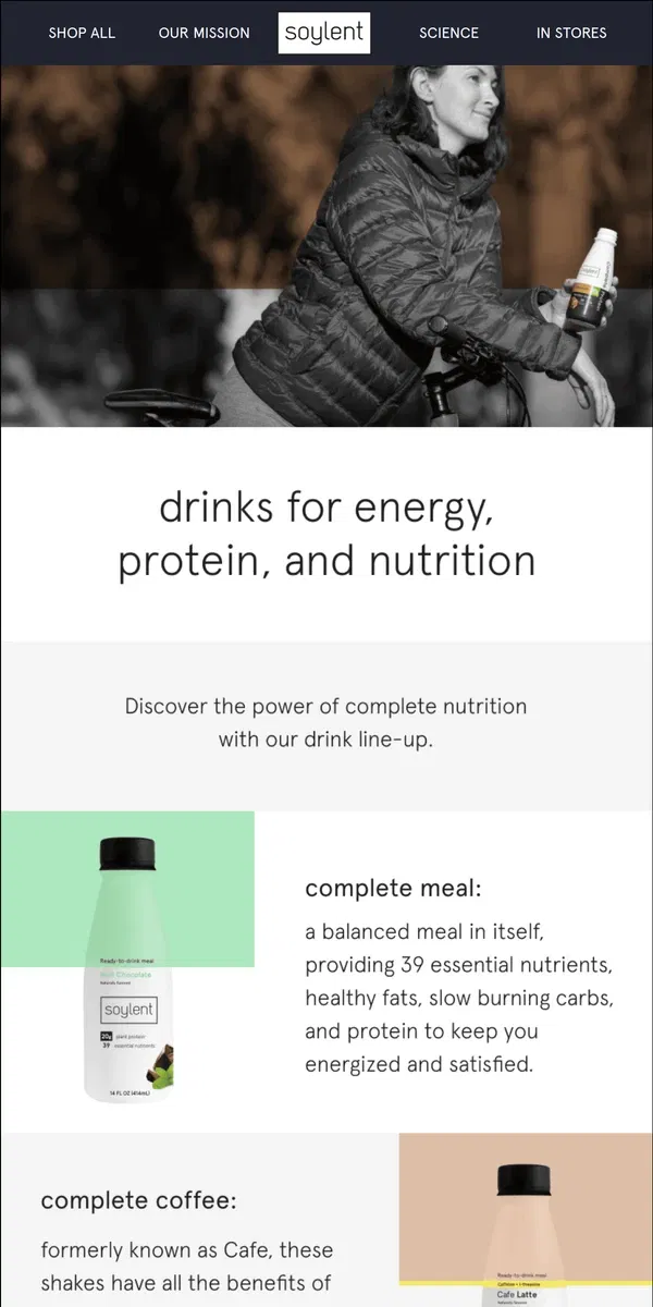 Email from Soylent. perfect nutrition, one drink at a time