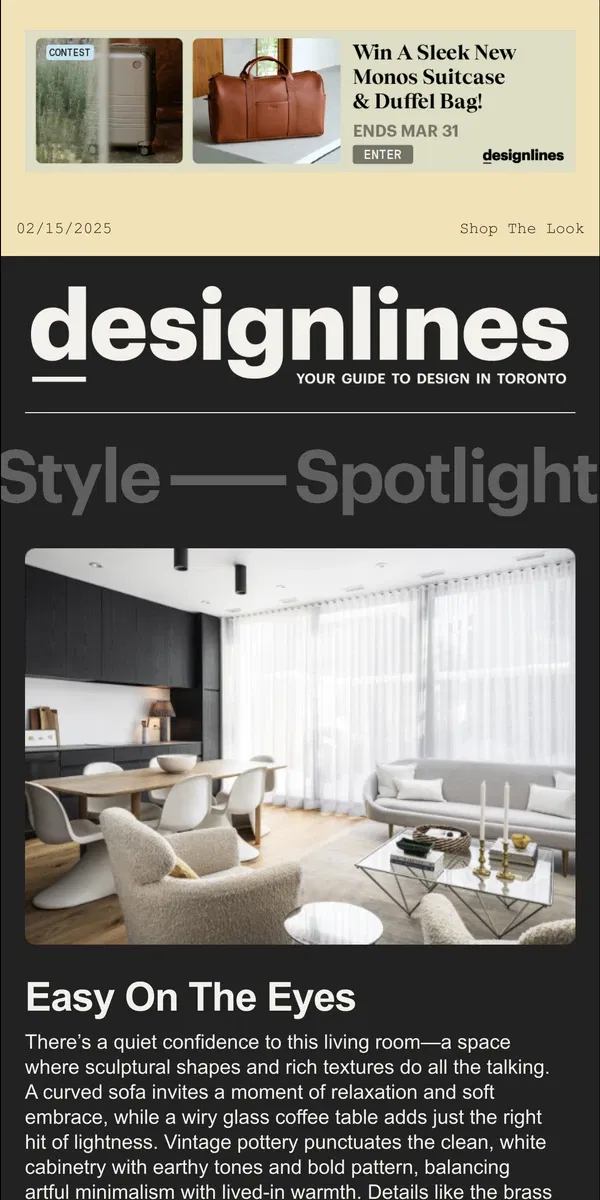 Email from Designlines. Style Spotlight: Forms In Focus