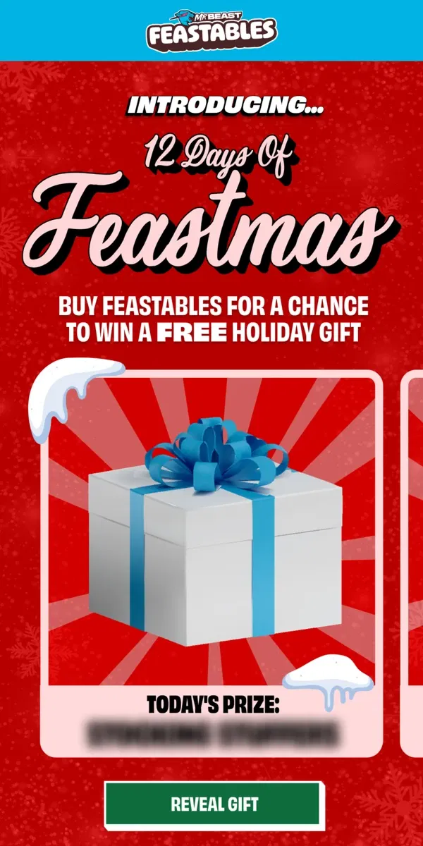 Email from Feastables. Enter to win prizes DAILY!