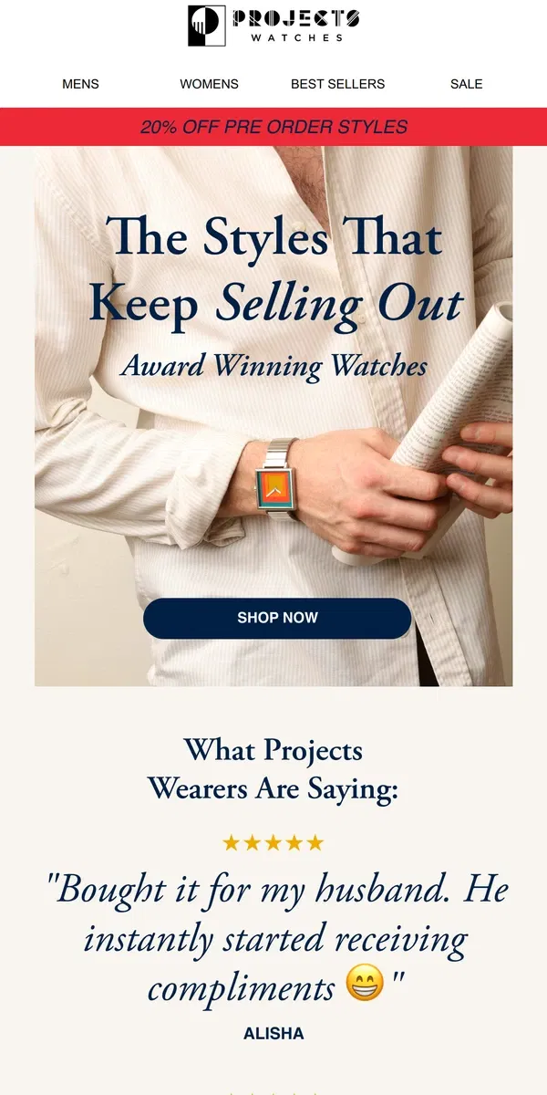 Email from Projects Watches. Don't Just Take Our Word For It