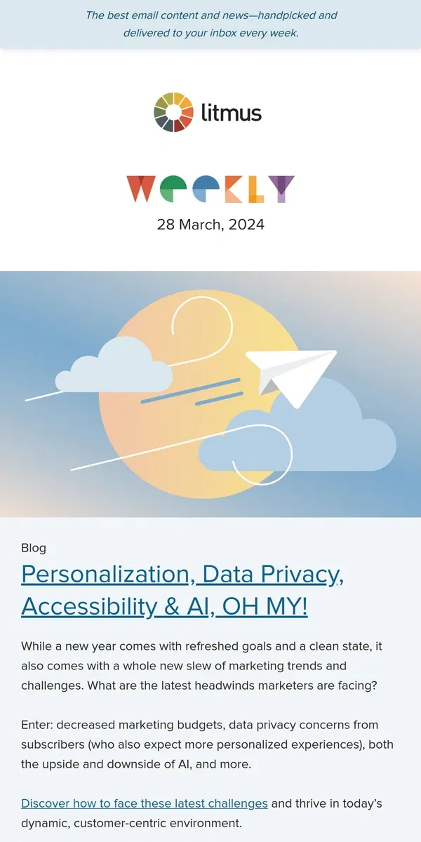 Email from Litmus. Keep up with the latest marketing strategies in 2024, prioritize zero-party data, and more