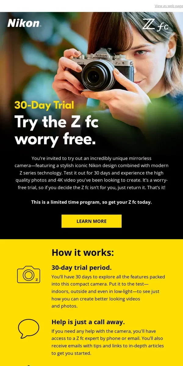 Email from Nikon. Your invitation to try Z fc 📷