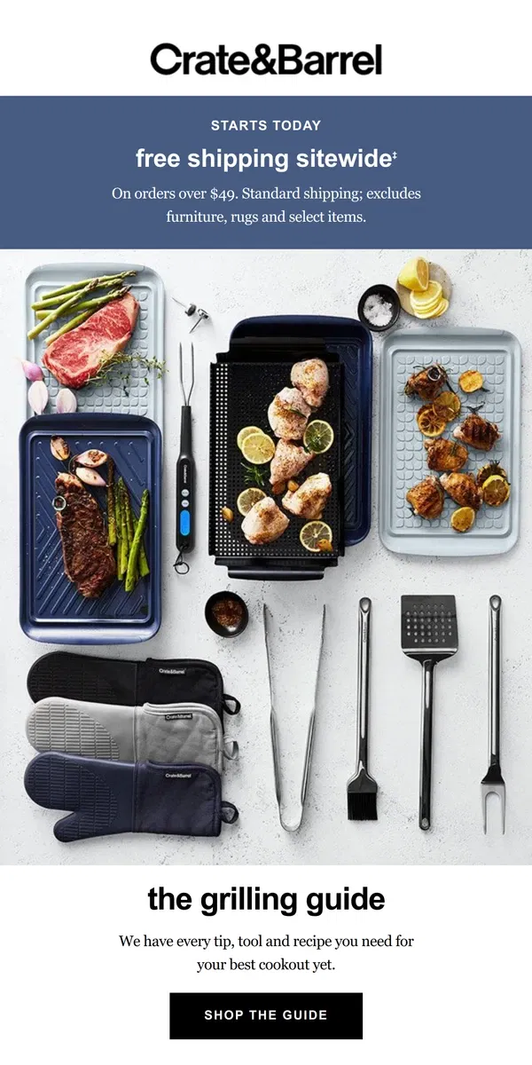 Email from Crate & Barrel. Fire it up: Our 2024 Grilling Guide is here 🔥