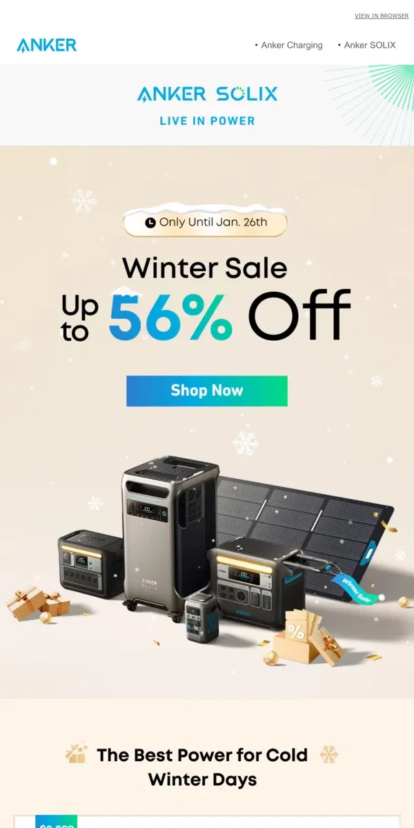 Email from Anker. Feel the Warmth of Winter Discounts