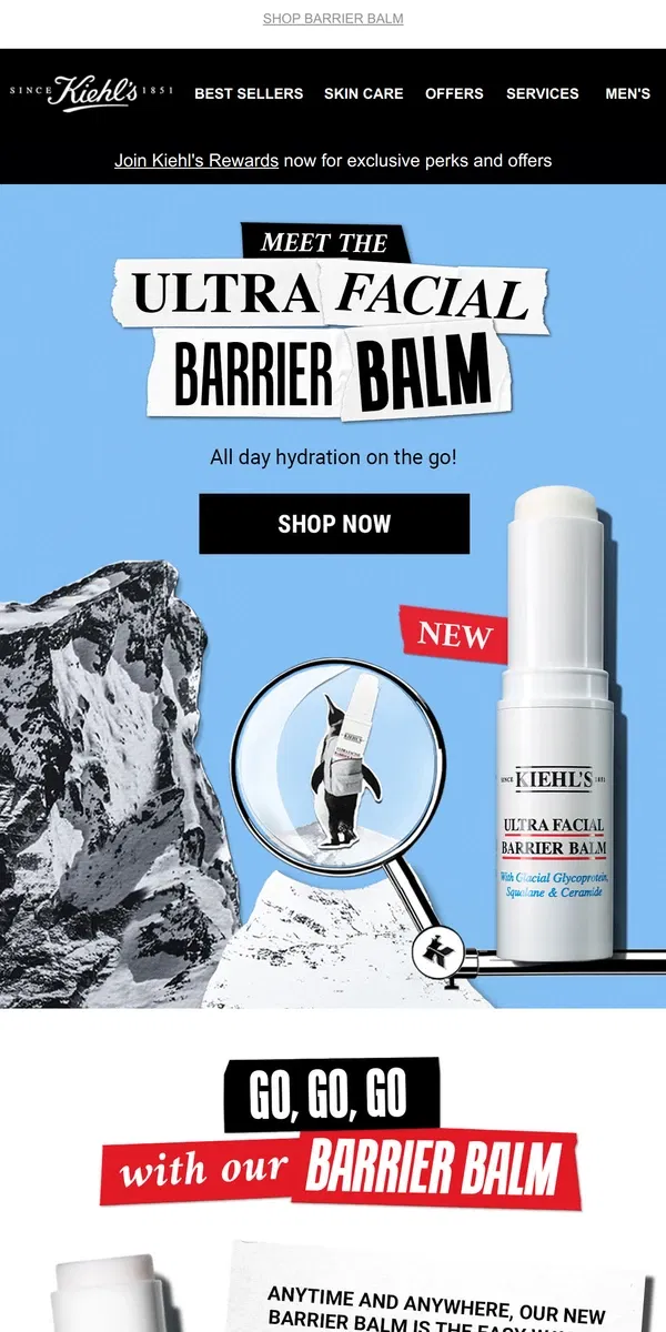 Email from Kiehl's. Introducing Our NEW Ultra Facial Barrier Balm💧