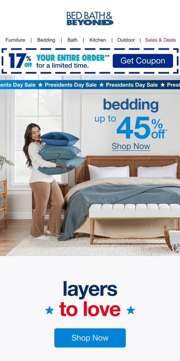 Email from Bed Bath & Beyond. Shop Bedding Deals Beyond Your Wildest Dreams 😴